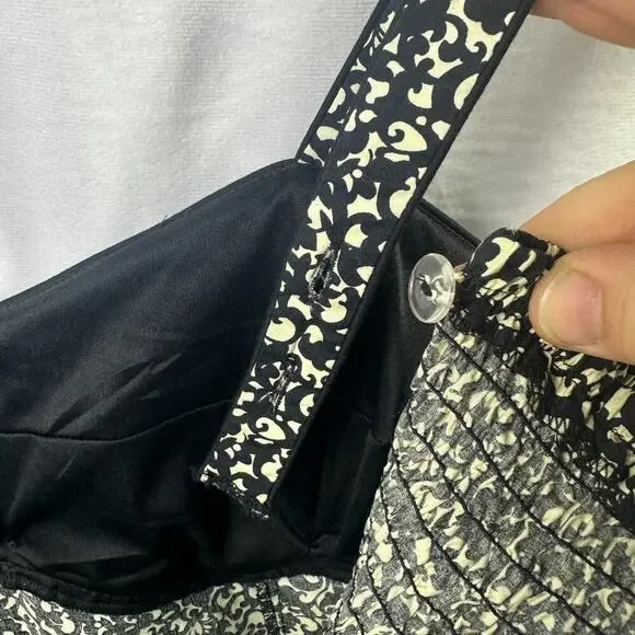 R&K Originals VTG Women's Strap Floral Dress Black/White fit and flare Sz 12 - Picture 13 of 16